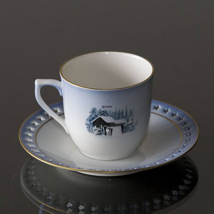 Wiberg Juleservice, kop med underkop, nisse og kat, Bing & Grøndahl nr. 3505305