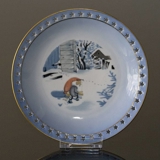 Wiberg Christmas Service, cake plate, pixie and cat, Bing & Grondahl no. 3505616