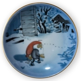 Wiberg Christmas Service, plaquette / Butter plate no. 5, pixie and cat, Bing & Grondahl no. 1505709