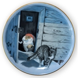 Wiberg Christmas Service, plaquette / Butter Plate no. 6, pixie and cat, Bing & Grondahl no. 1506709