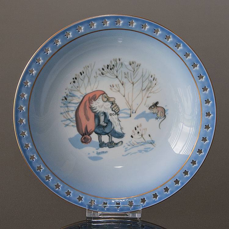 Wiberg Juleservice, dyb tallerken med nisse og mus nr. 3507323