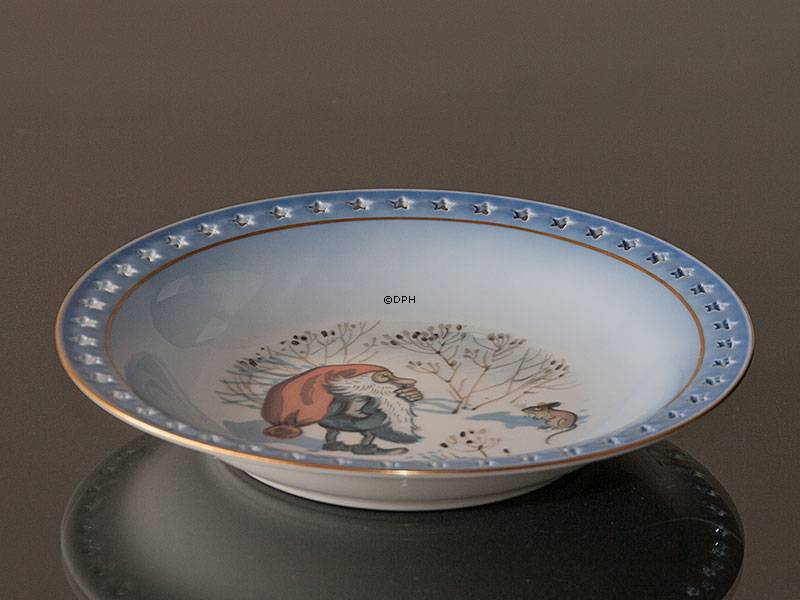 Wiberg Juleservice, dyb tallerken med nisse og mus nr. 3507323