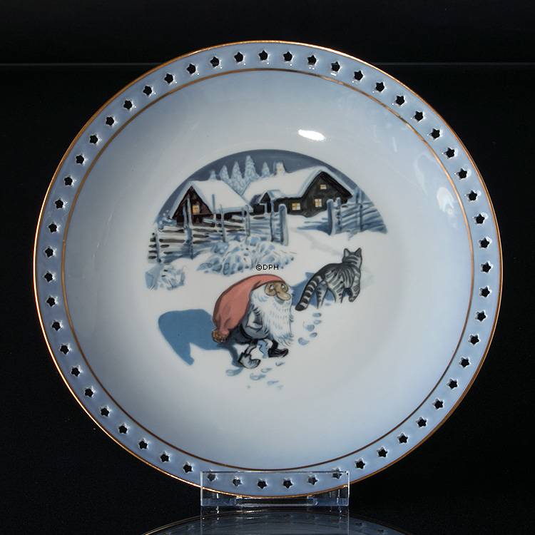 Wiberg Juleservice, tallerken 24 cm med nisse og kat nr. 3508325