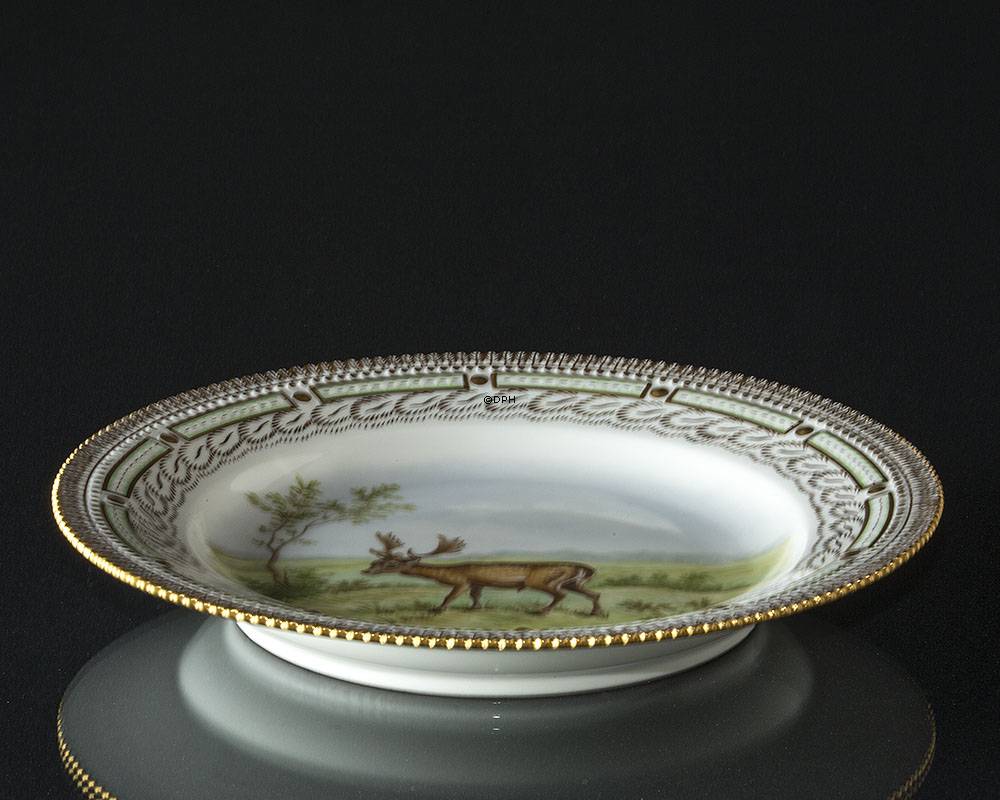 Fauna Danica jagtstellet flad tallerken, med hjort (Cervus Dama), Royal Copenhagen