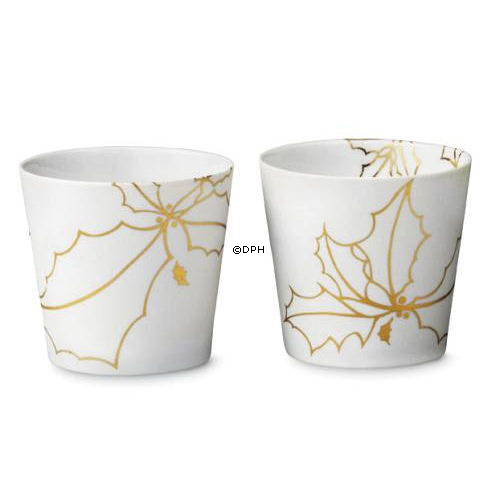 Fyrfadsstage med guldtryk, sæt af 2 stk. Royal Copenhagen