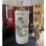 Old (semi-antique) Chinese lamp decorated with a landscape