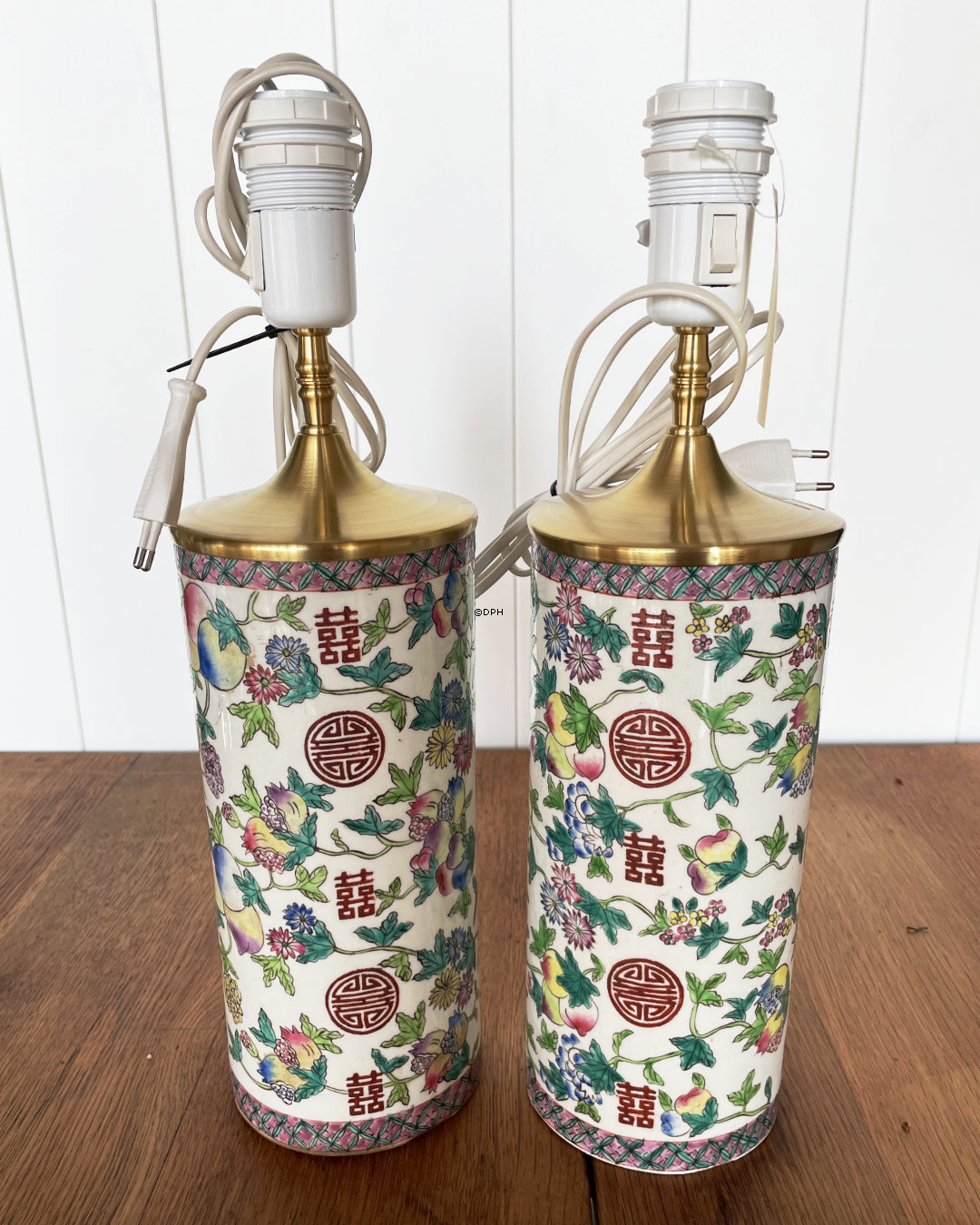 Gamle Kinesiske Hatstands Lamper PAR (2stk)  (med NY elektriksmontering)