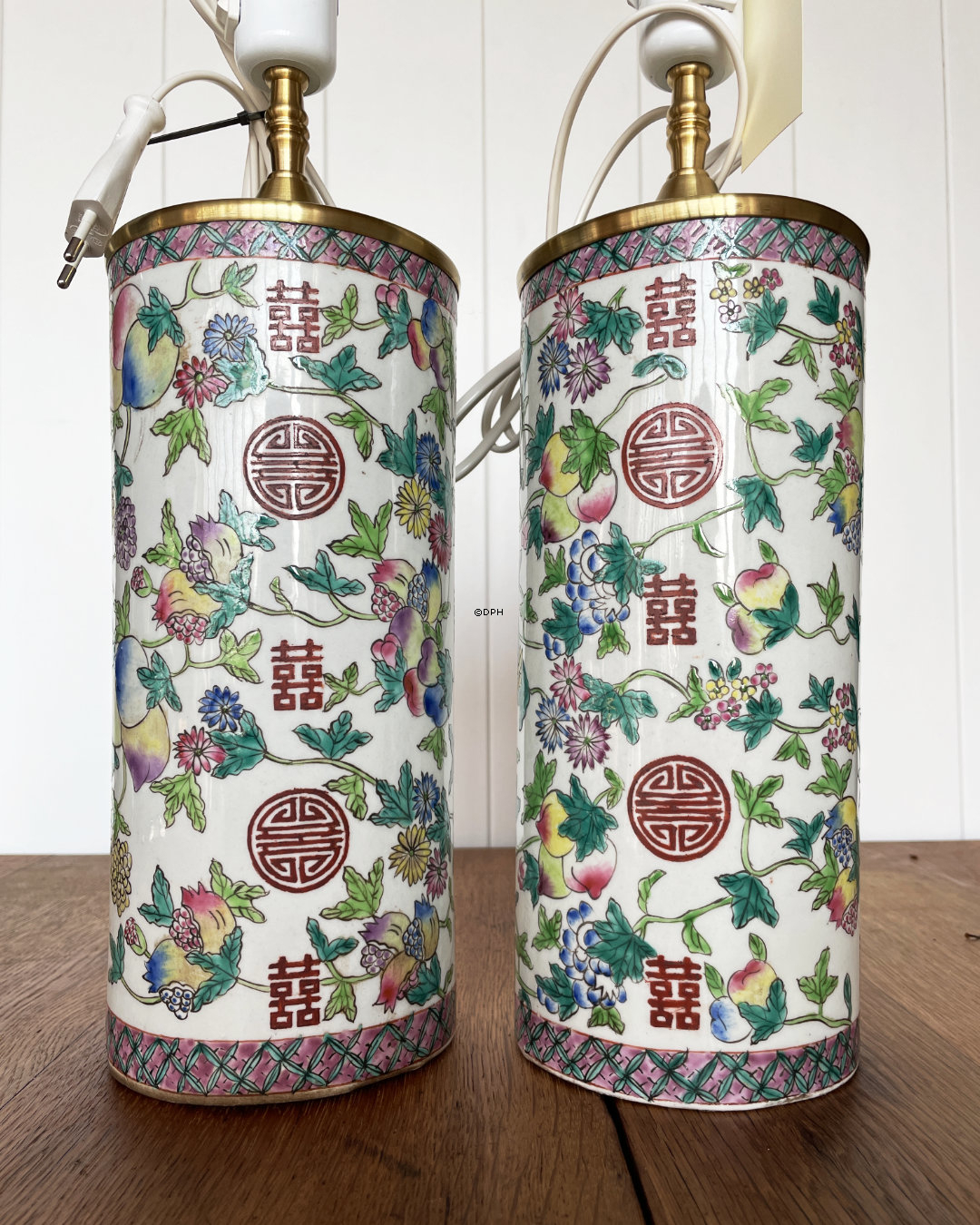 Gamle Kinesiske Hatstands Lamper PAR (2stk)  (med NY elektriksmontering)