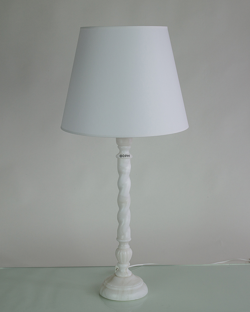 Rund cylinderformet lampeskærm 26 cm i højden i hvid chintz