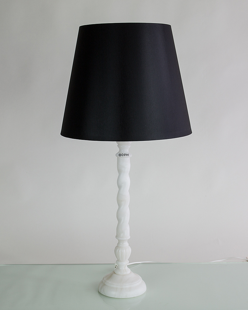 Rund cylinderformet lampeskærm 26 cm i højden i sort chintz, (evt til Holmegaard Base lampe stor)