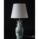 Rund cylinderformet lampeskærm 35 cm i højden, hvid chintz stof