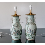 Chinese table lamps, semi antique, set of two