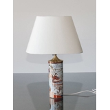 Oval lampeskærm 24 cm i højden, off white chintz stof