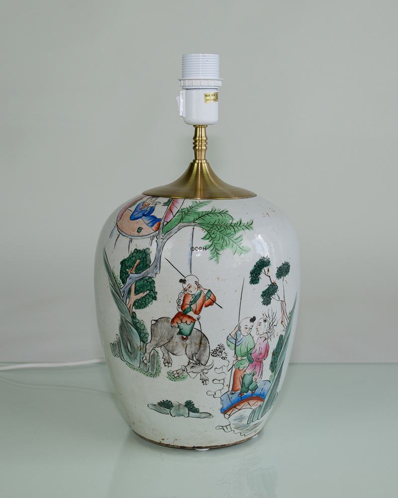 Kinesisk bojanlamper Sæt af to Antikke bordlamper med nye monteringer