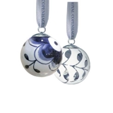 Musselmalet, MEGA ornament, nr. 2., hvidt/sølv med satin bånd, Royal Copenhagen