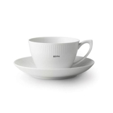 Weiß Gerippt, Teetasse mit Untertasse, Inhalt 28 cl, Royal Copenhagen