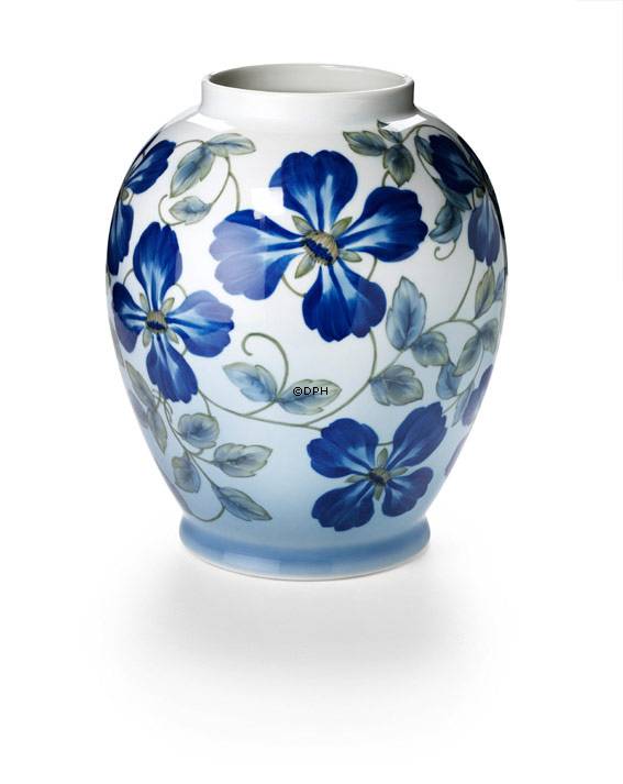 Vase med blå klematis - limited, Royal Copenhagen nr. 808
