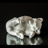 Polar bear white bisquite, Royal Copenhagen lying polar bear figurine no. 072