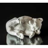 Polar bear white bisquite, Royal Copenhagen lying polar bear figurine no. 072