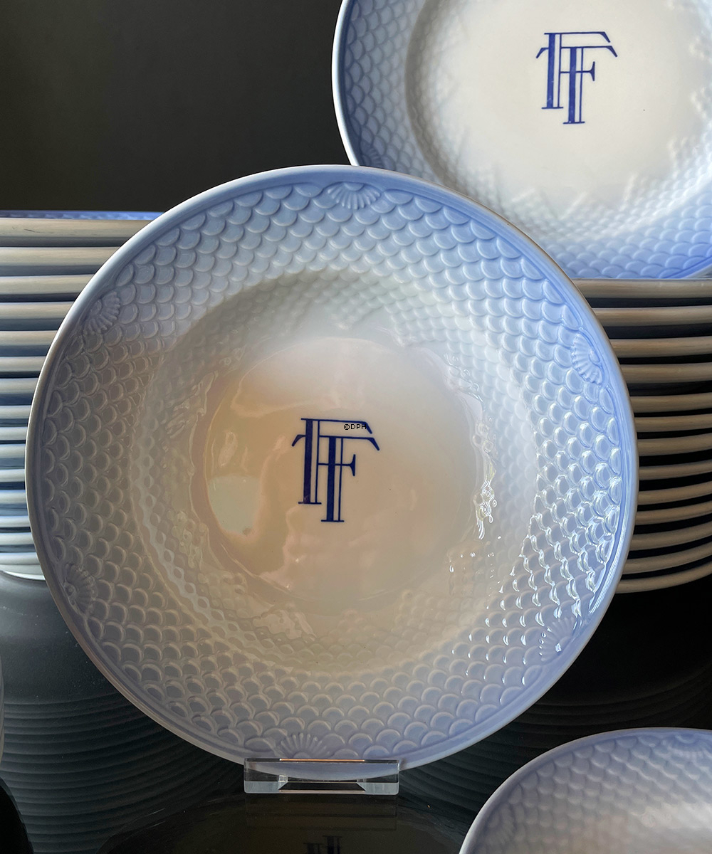 Spisestel Blå Tone/Musling Hotel porcelæn - FT (Fredericia Teater) Bing & Grøndahl nr. 1003, 1009 og 1006