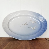 Mågestel uden guld, ovalt fad, stort, nr. 14 Bing & Grøndahl, 46cm