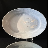Mågestel uden guld, ovalt fad, stort, nr. 15 Bing & Grøndahl, 41 cm