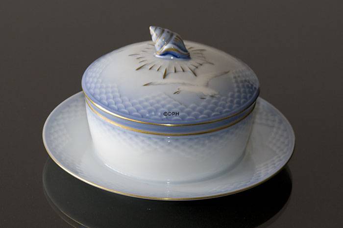 Mågestel med guld, smørskål, Bing & Grøndahl nr. 196 eller 582