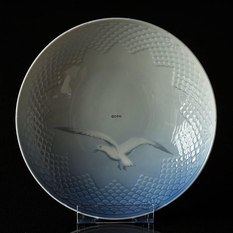 Mågestel uden guld, kageskål på fod, Bing & Grøndahl 20cm nr. 223