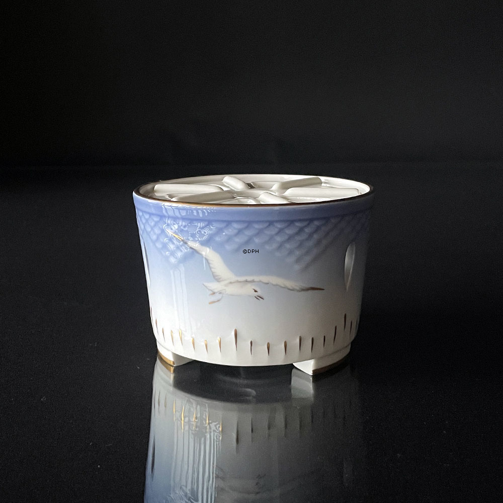 Mågestel med guld, Tevarmer, Bing & Grøndahl nr. 237 (MED PORCELÆNS INDSATS)