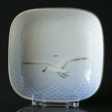 Service, Seagull with gold, square dish 11cm, Bing & Grøndahl no. 333 or 194
