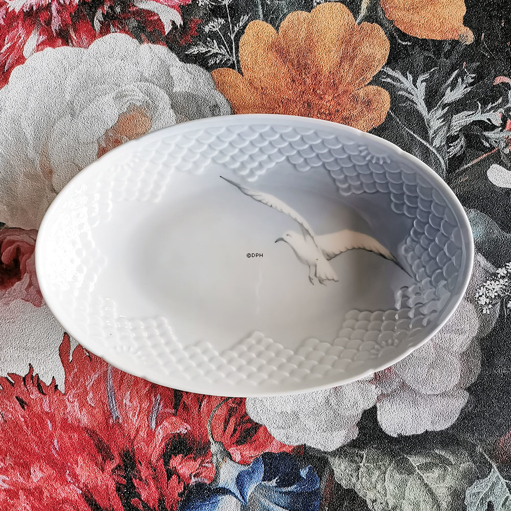 Mågestel uden guld, ovalt fad, 23cm, Bing & Grøndahl nr. 339 eller 314 eller 39