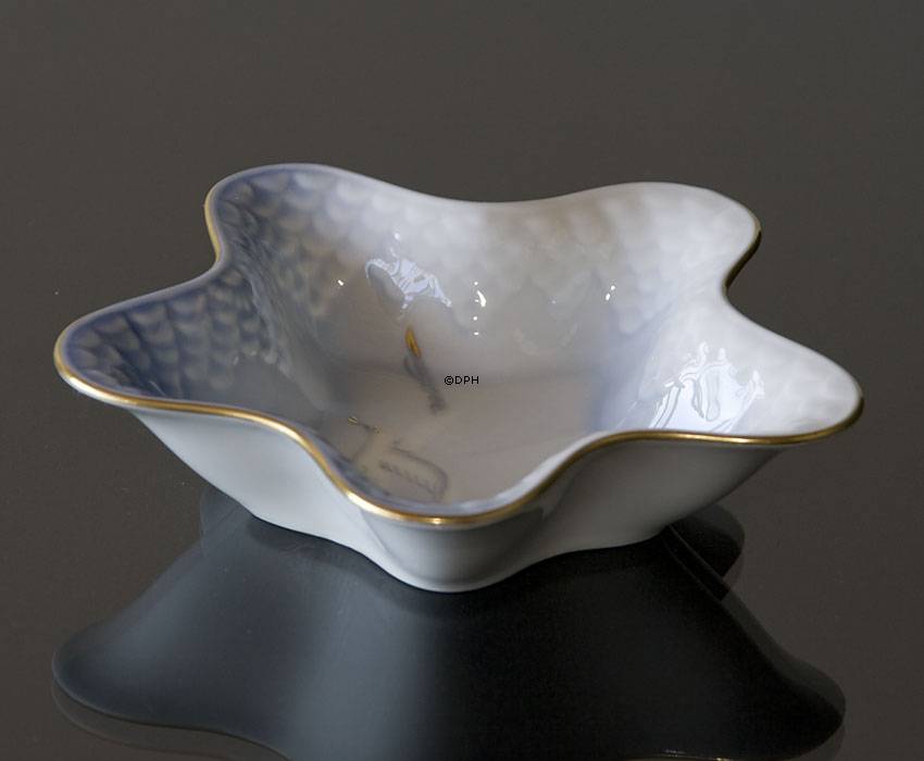 Mågestel med guld, søstjerne skål 14cm, Bing & Grøndahl nr. 342