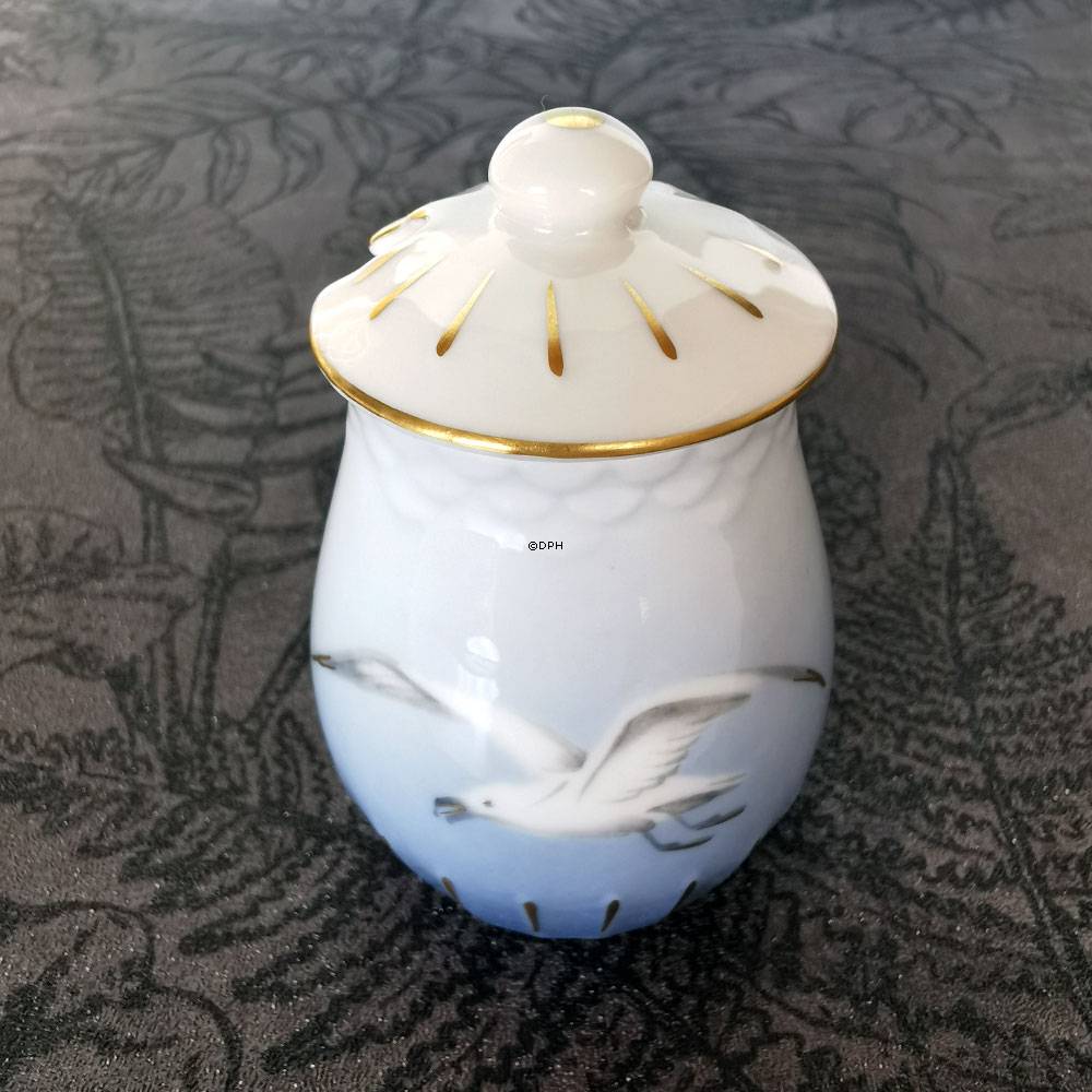 Mågestel med guld, sennepskrukke nr. 52