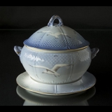 Seagull Service with gold, tureen with dish, large, capacity 4 l., Bing & Grondahl - Royal Copenhagen