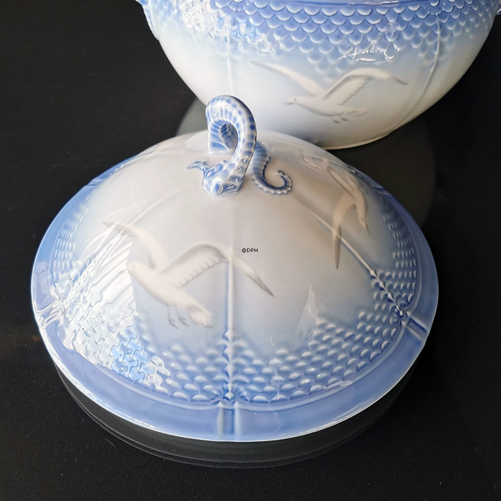 Mågestel uden guld, terrin, stor, indhold 4 l. Ø 27,5 uden håndtag, Bing & Grøndahl nr. 666