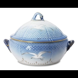 Seagull Service with gold, tureen, large, capacity 4 l.,Ø 27.5 without handle, Bing & Grondahl no. 666