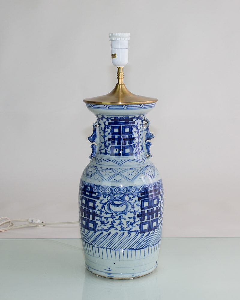 Kinesisk antik bordlampe med Double Happiness