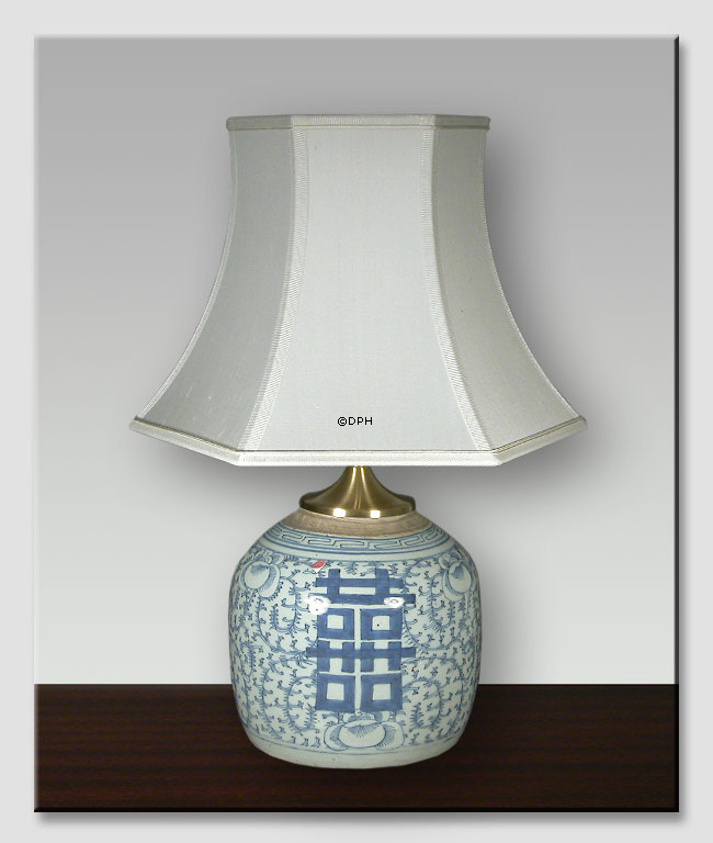 Kinesisk antik bordlampe med Double Happiness