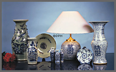 Kinesisk antik bordlampe med Double Happiness