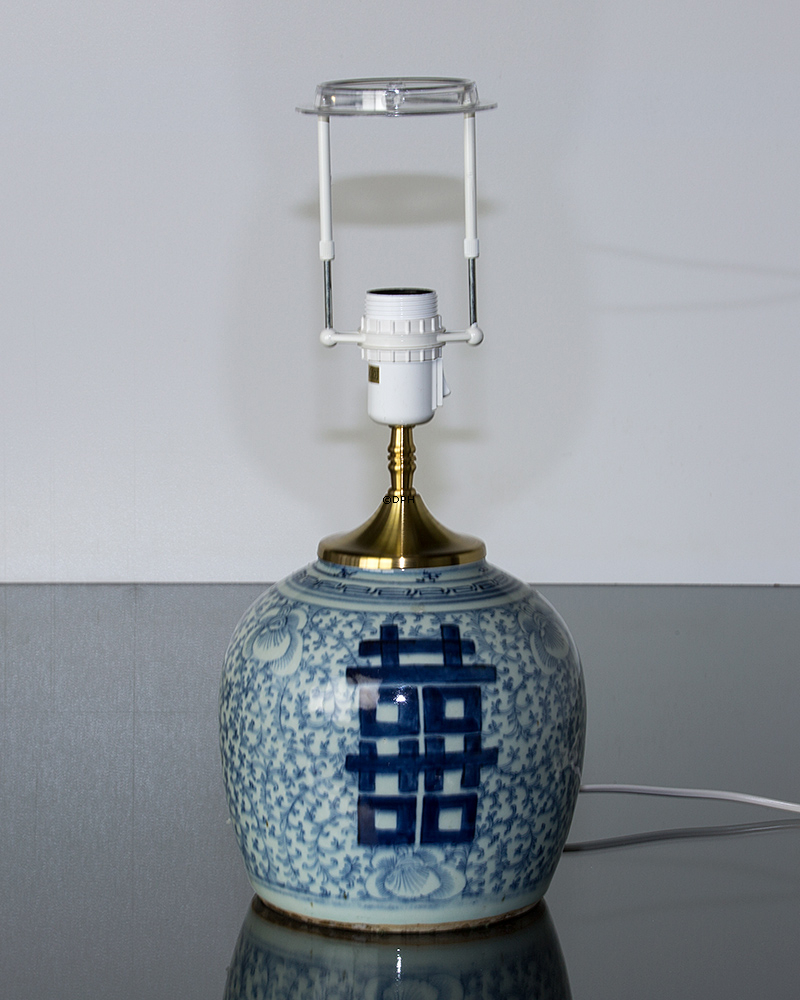 Kinesisk antik bordlampe med Double Happiness