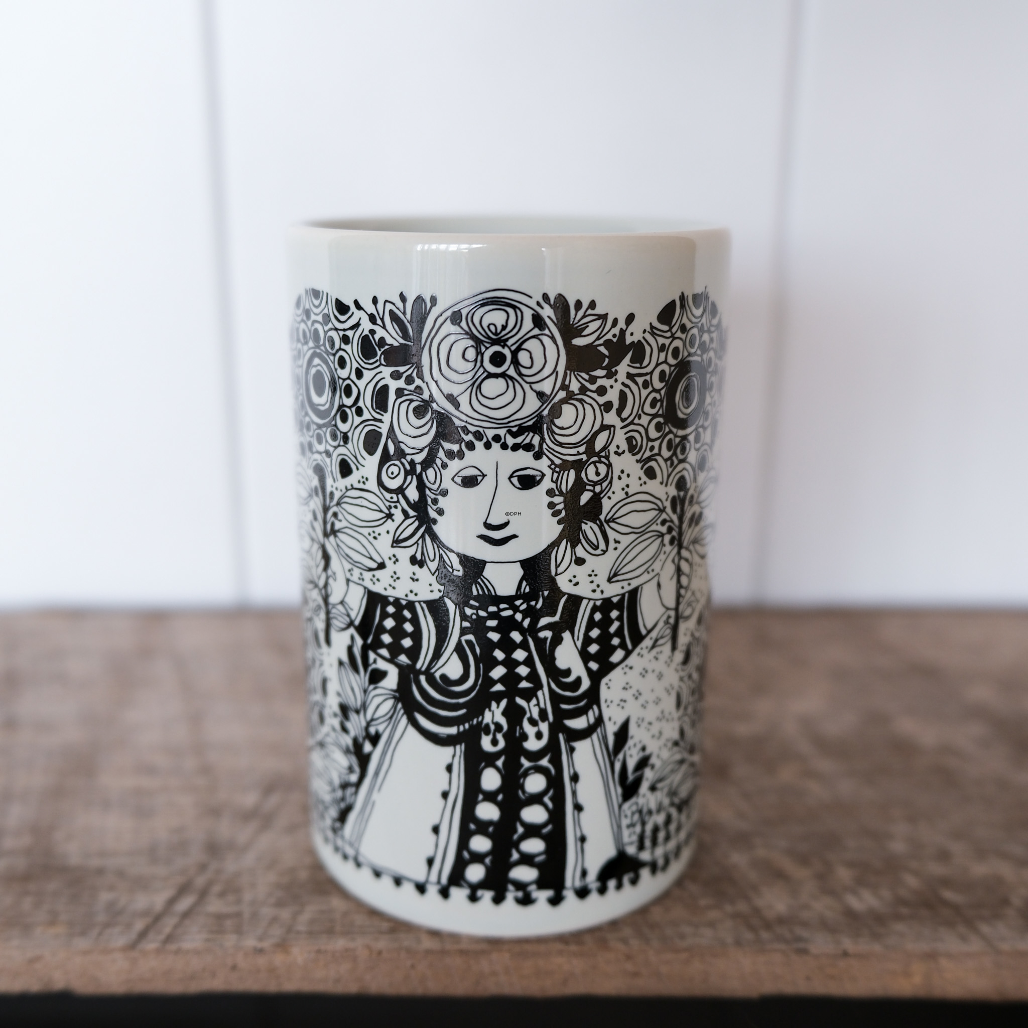 Vase Bjørn Wiinblad Flora Sort/Hvid