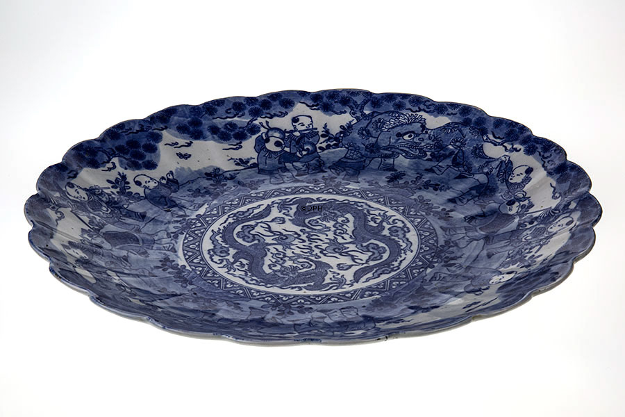 STOR Antik Kinesisk platte/fad Ø 40 cm