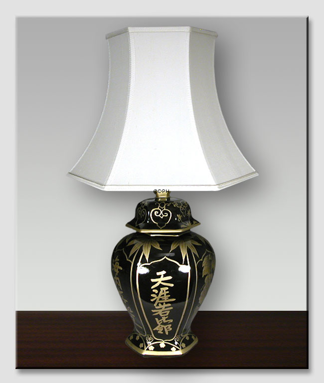 Sekskantet lampeskærm 33 cm i højden, hvid silke