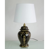 Balck table lamp with golden motif