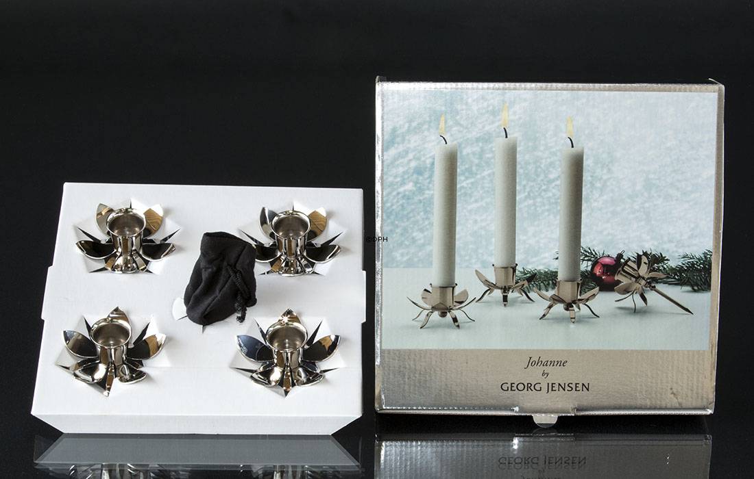 Lyseholdere med aftageligt spyd 4 stk. i SØLV, Johanne - Georg Jensen