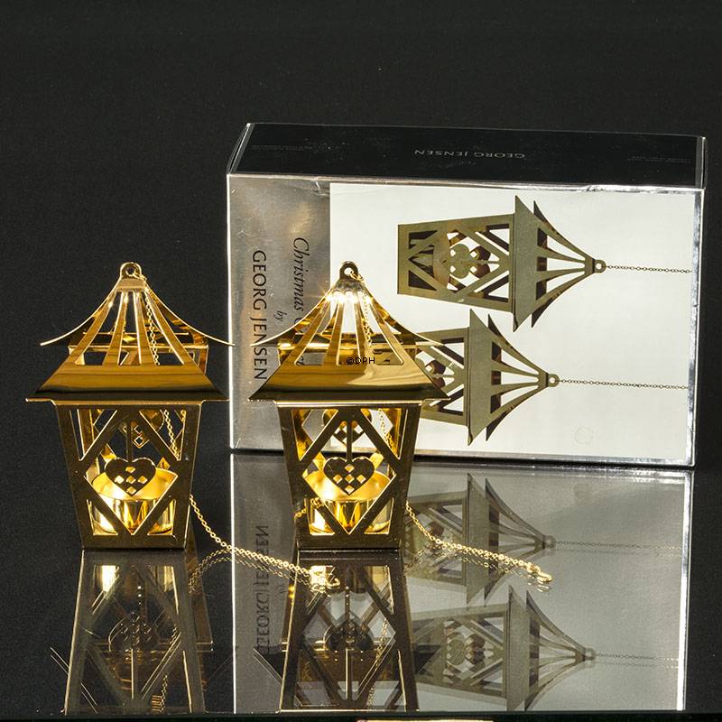 Georg Jensen lanterner med julehjerter, guld - sæt