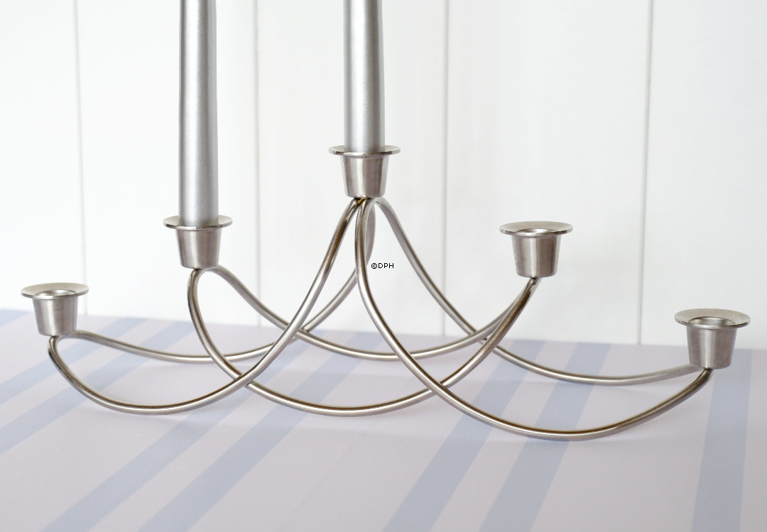 Harmony femarmet lysestage, rustfrit stål - Georg Jensen