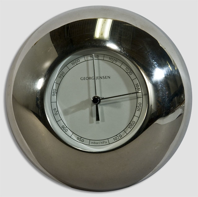 Georg Jensens "Luna" barometer 14 cm tin m/hvid skive