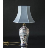 Hexagonal lampshade height 29 cm,  light blue coloured silk fabric