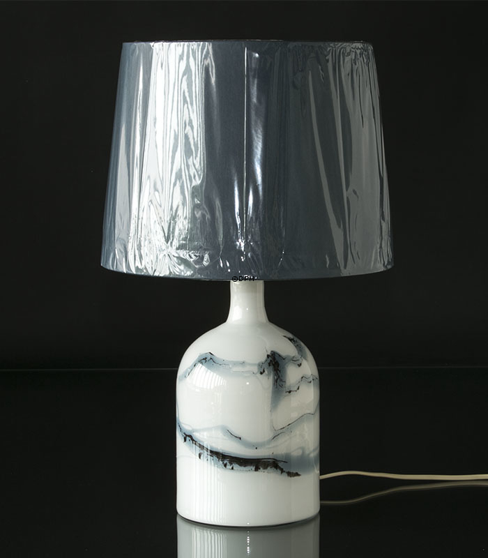 Rund cylinderformet lampeskærm 23 cm i højden, blå chintz stof